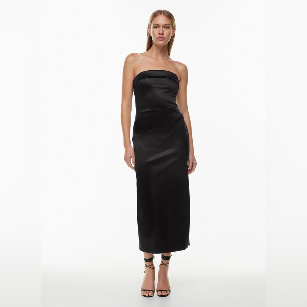 Aritzia Exclusive Satin Dress Black‎ Strapless Dress EUC